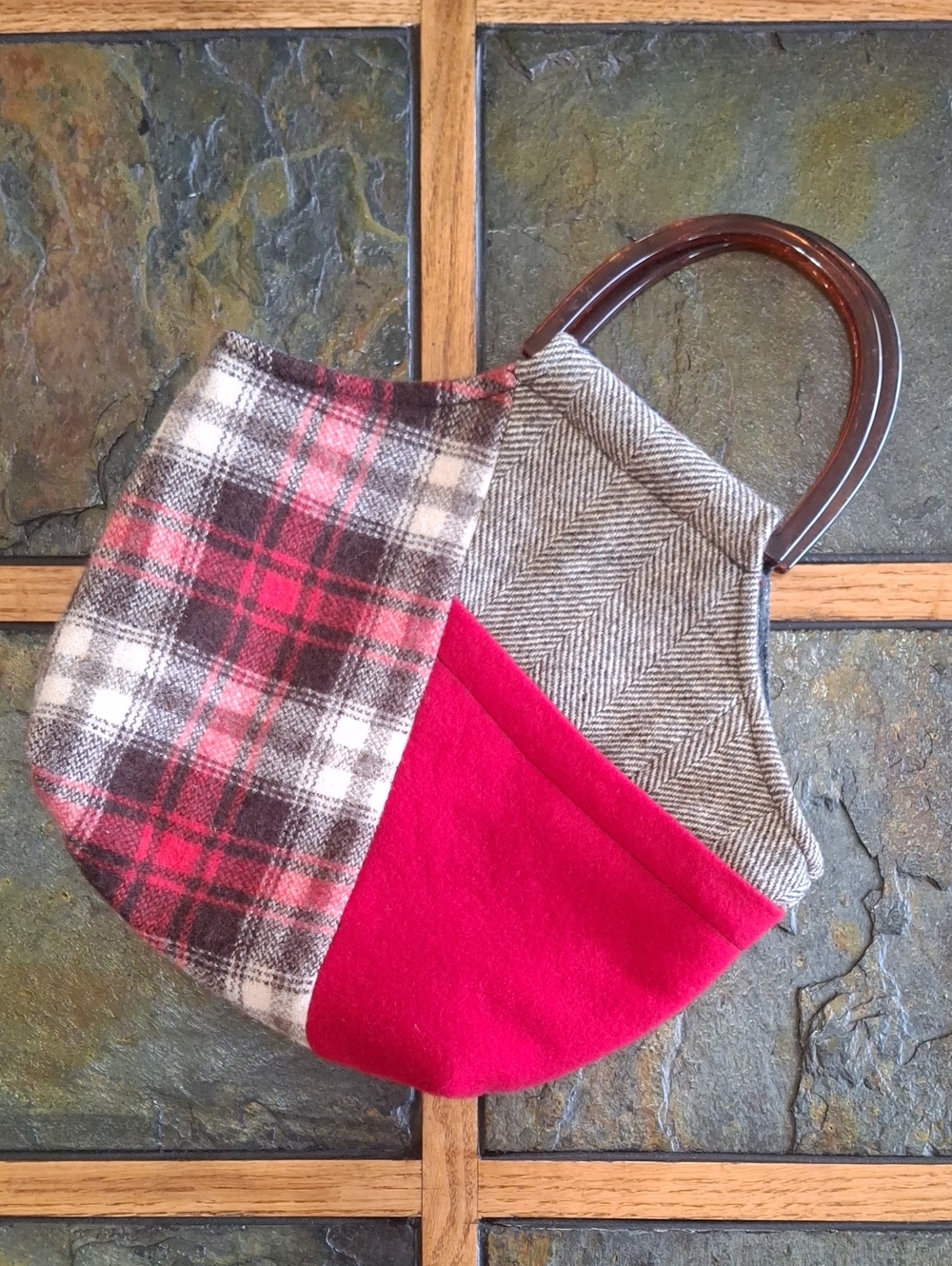 BaabaaZuzu Patchwork Women’s Purse - Red Plaid & Tweed